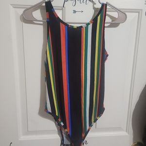 Multi-color stripped body suit